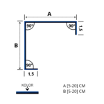 Maskownica narożna - Rysunek techniczny, na wymiar, obróbka z blachy powlekanej 0,5 mm.