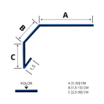 Pas nadrynnowy, łamany - Rysunek techniczny, na wymiar, obróbka z blachy powlekanej 0,5 mm.