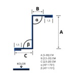 Profil typu Z, wzmocniony - Rysunek techniczny, na wymiar, obróbka z blachy powlekanej 0,5 mm.
