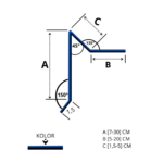 Wiatrownica pod gont lub papę - Rysunek techniczny, na wymiar, obróbka z blachy powlekanej 0,5 mm.