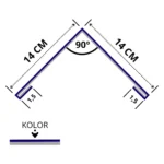 Gąsior 14x14x1,5x1,5 cm 90 stopni nachylenie dachu 45 stopni rysunek techniczny