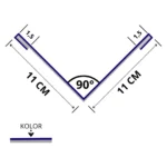Kątownik wewnętrzny wzmocniony 11x11 cm 90 stopni rysunek techniczny