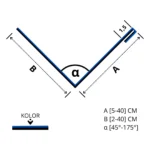 Kątownik wewnętrzny, wzmocniony jednostronnie, rysunek techniczny