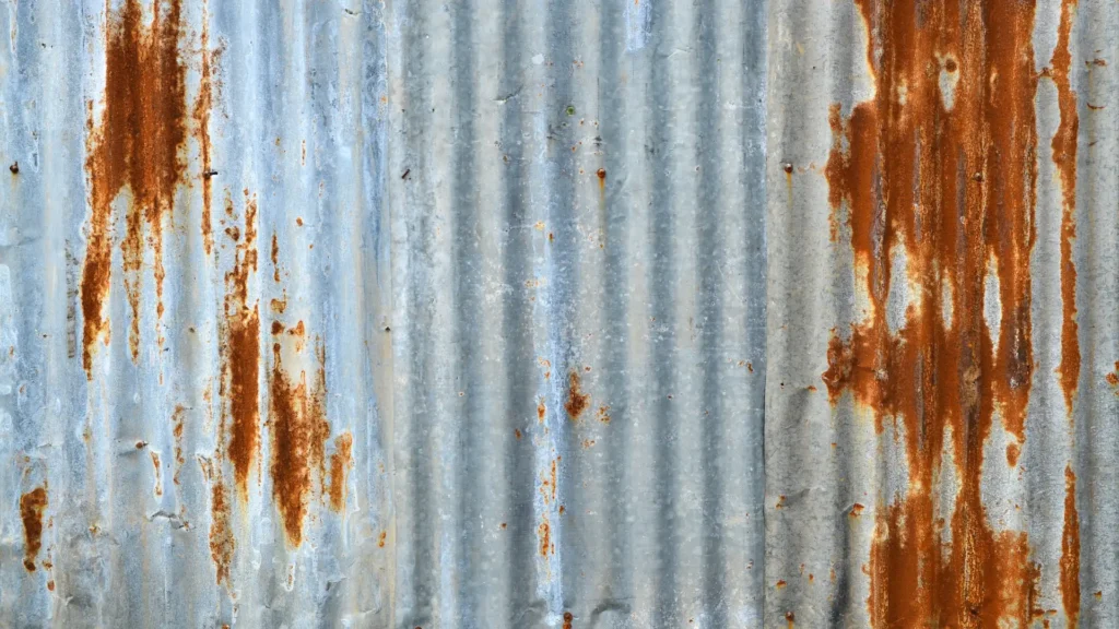 Zdjęcie przedstawia obróbki blacharskie, które poddały się korozji