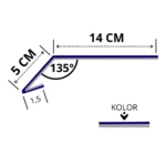 Pas nadrynnowy 14x5 cm 135 stopni nachylenie dachu 45 stopni rysunek techniczny