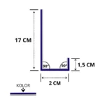 Pas podrynnowy 17x2x1,5 cm do krokwi 16 cm rysunek techniczny