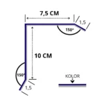 Wiatrownica na blachę 10x7,5x1,5x1,5 cm rysunek techniczny
