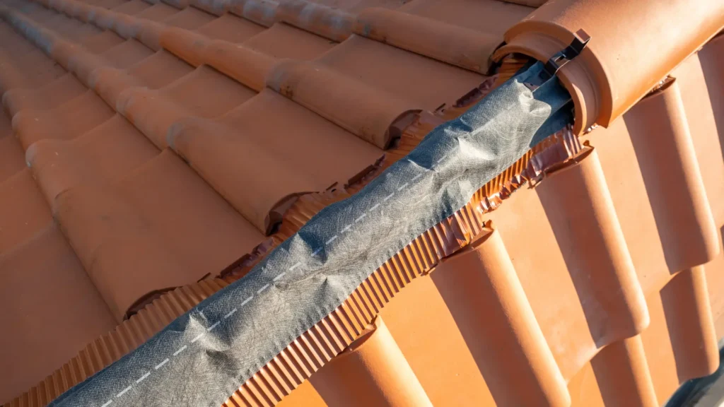 Jakie są rodzaje taśm pod gąsior - zdjęcie przedstawia zamontowaną taśmę pod gąsior na dachu