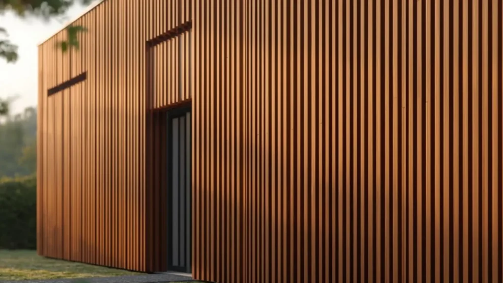 Płaska blacha stosowana jako elewacja budynku, nadająca nowoczesny wygląd i zapewniająca ochronę ścian zewnętrznych